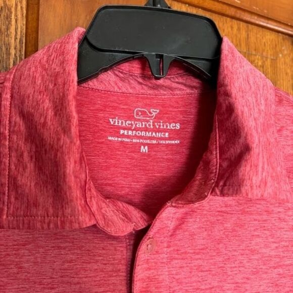 Vineyard Vines Red Performance Polo Shirt M Golf Activewear Short Sleeve - Picture 6 of 6